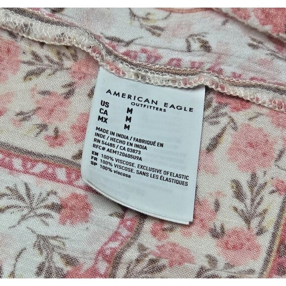 American Eagle Patchwork Printed Floral Smocked Tiered Mini Dress sz MED Boho - Picture 5 of 10